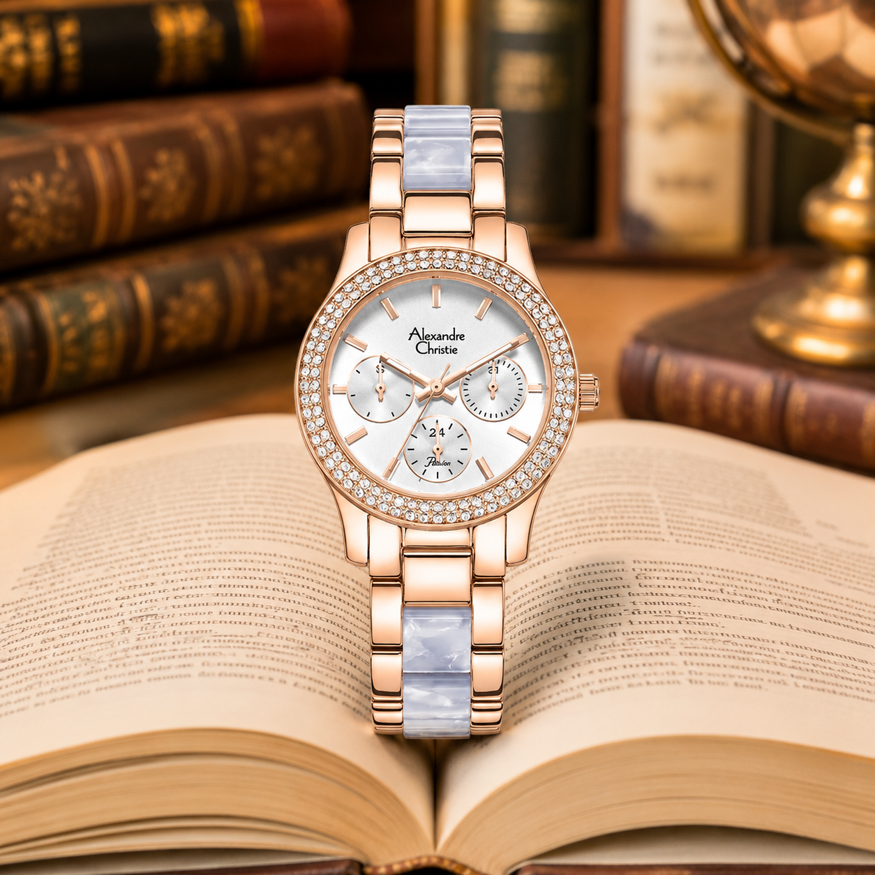 Alexandre Christie 2932 Rantai Rosegold Kombinasi Biru