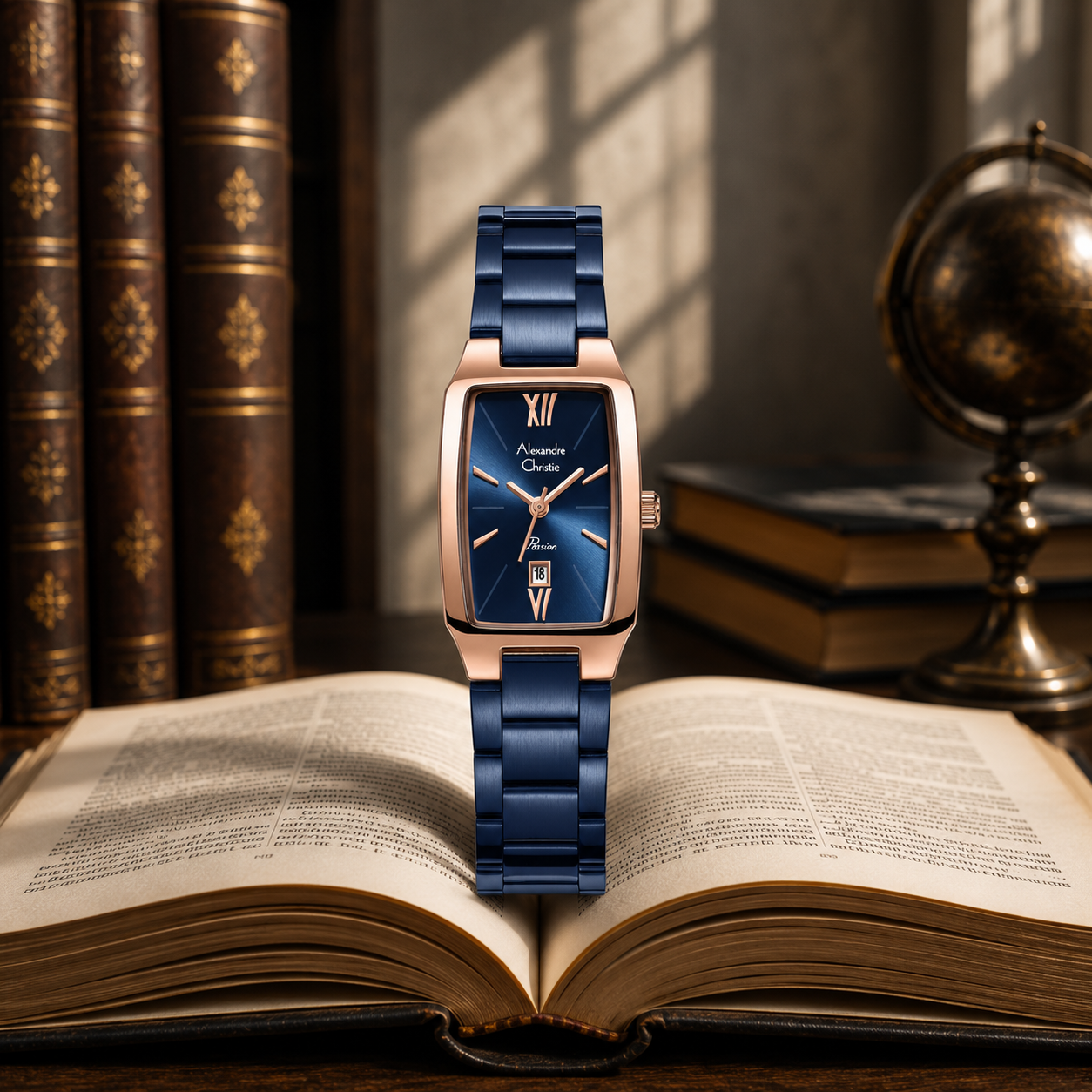 Alexandre Christie 2455 Rantai Biru Navy Ring Rosegold