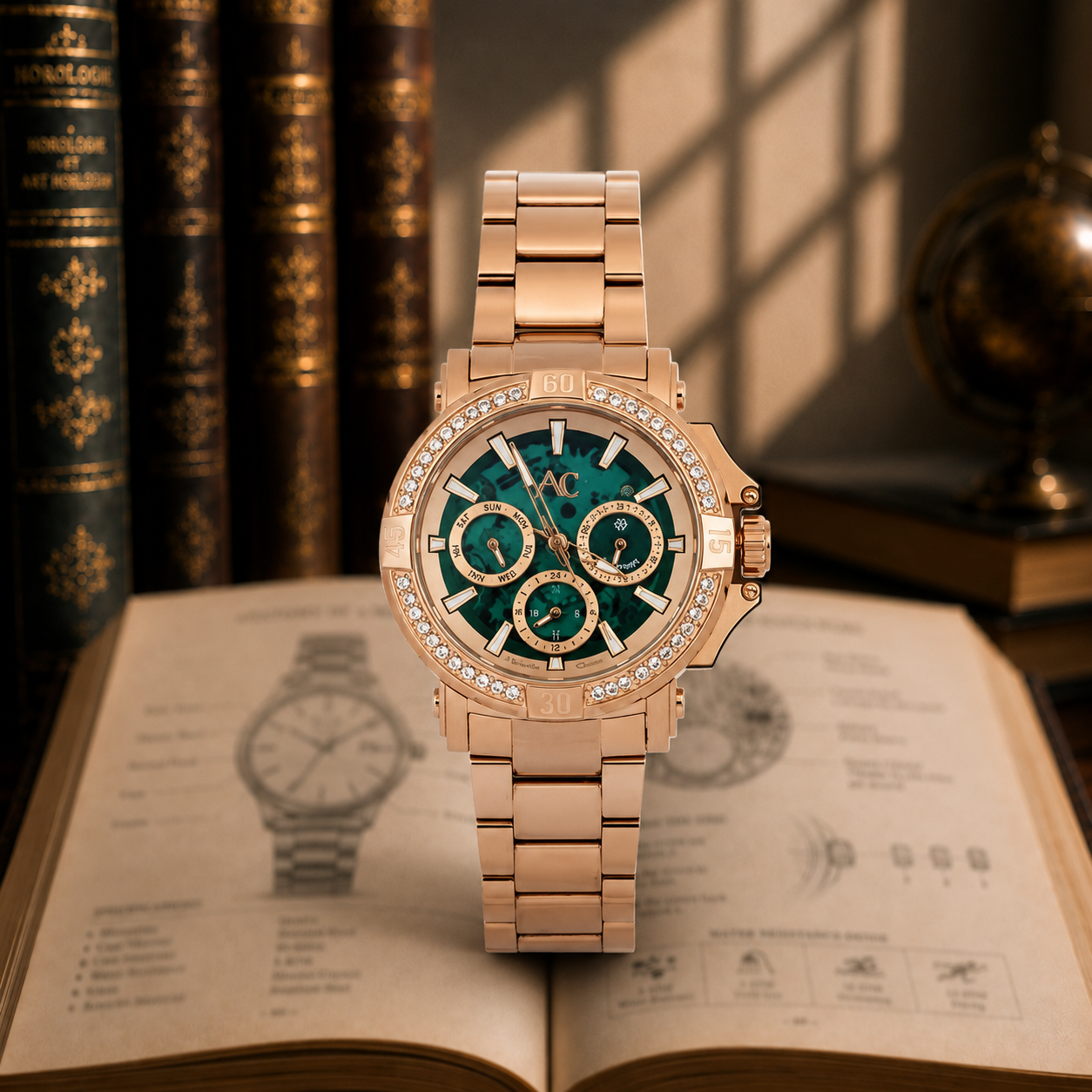 Alexandre Christie 9205 Rantai Rosegold Dasar Green