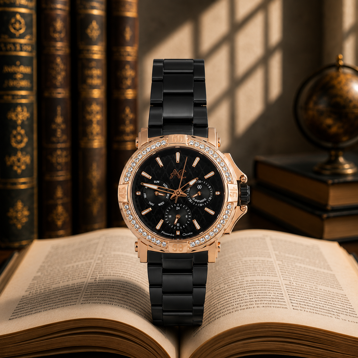 Alexandre Christie 9205 Rantai Hitam Ring Rosegold