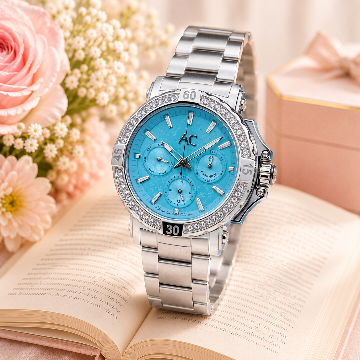 Alexandre Christie 9205 Rantai Silver Dasar Biru
