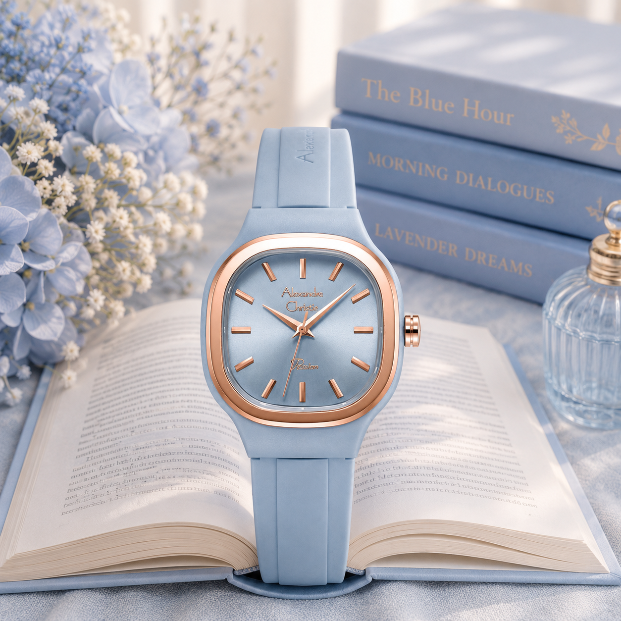 Alexandre Christie 2B77 Karet Biru Ring Rosegold
