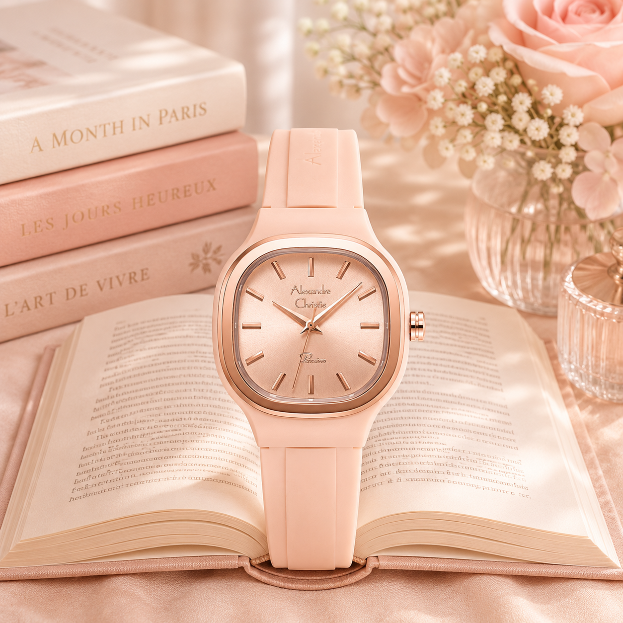 Alexandre Christie 2B77 Karet Peach Ring Rosegold