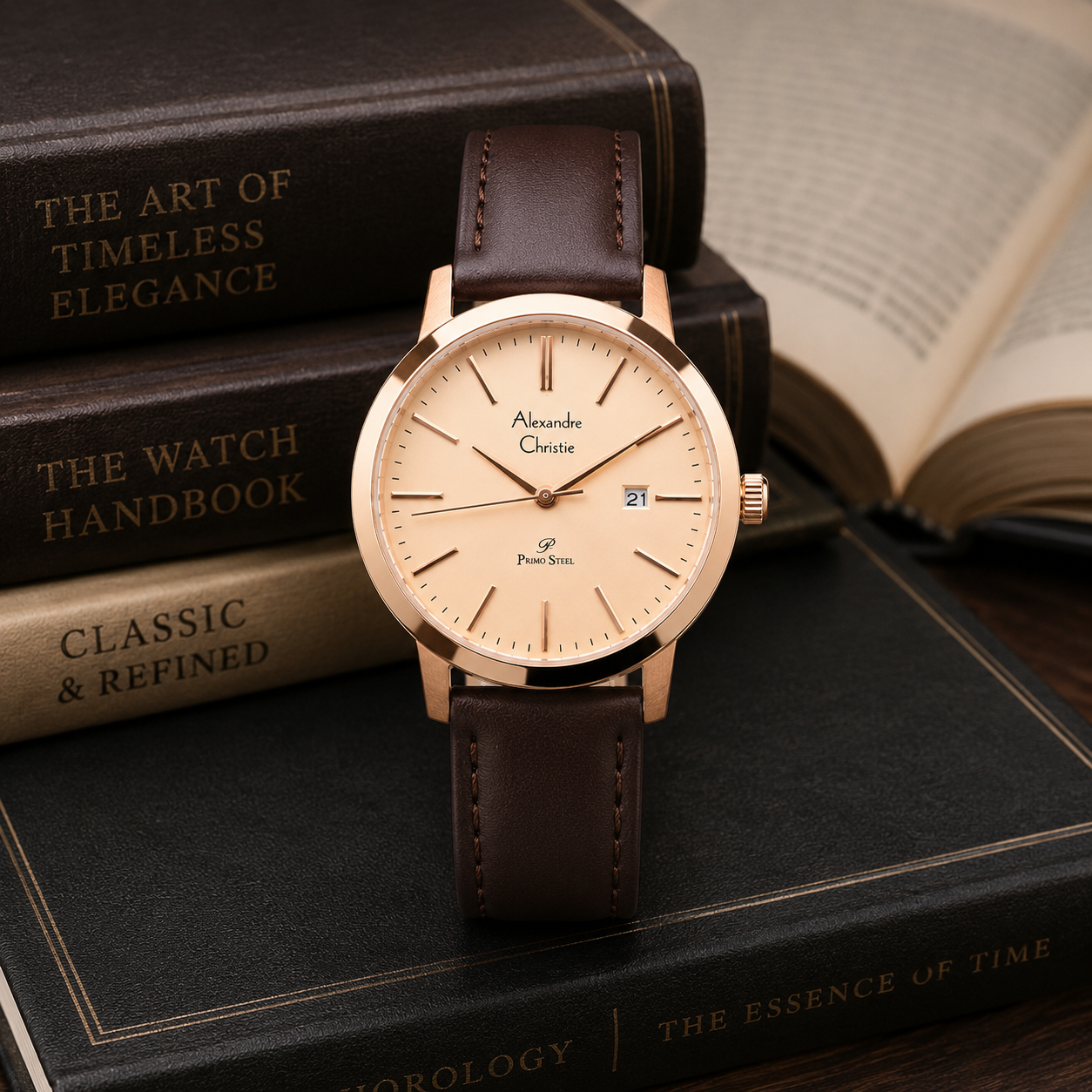 Alexandre Christie 1007LD Kulit Coklat Dasar Rosegold