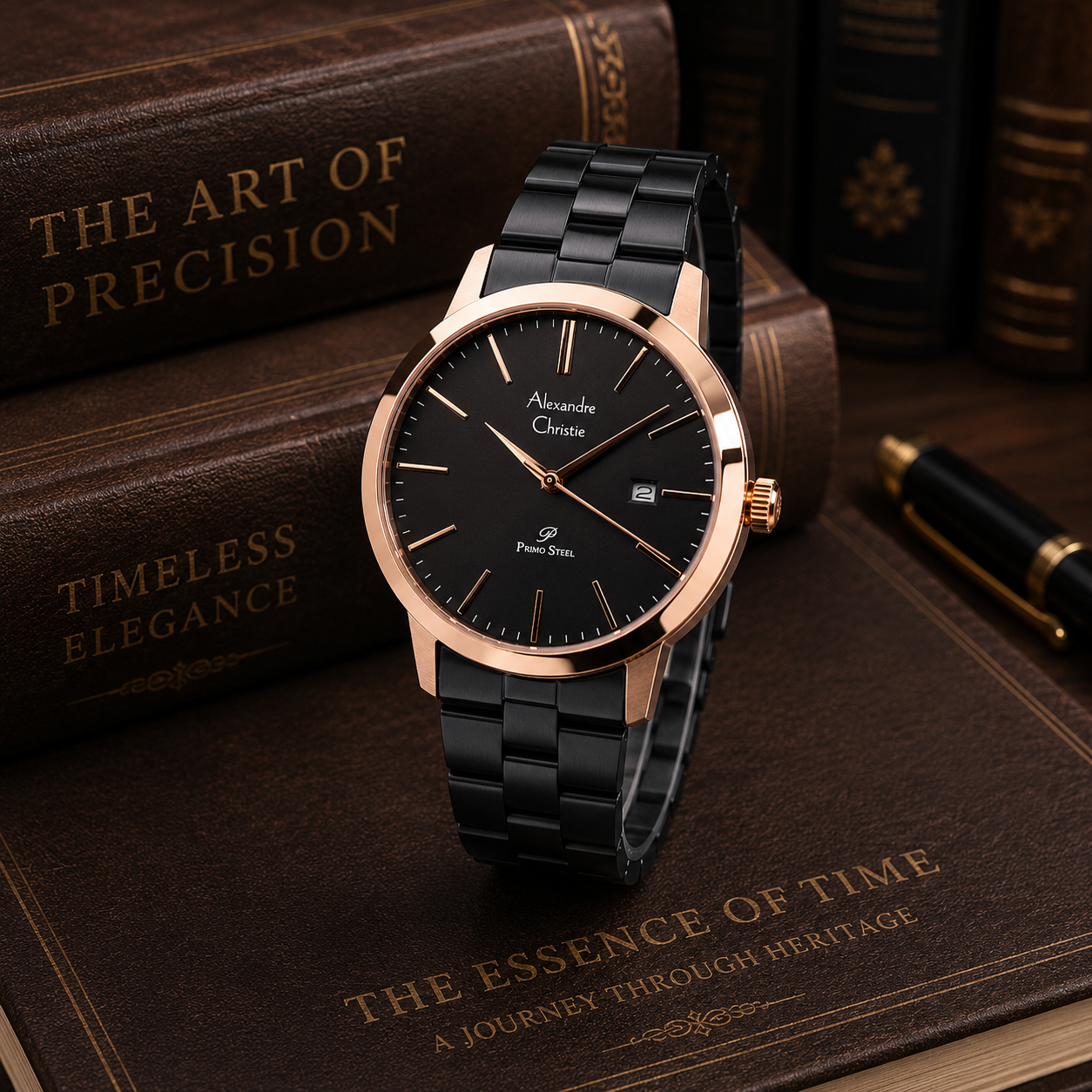 Alexandre Christie 1007MD Rantai Hitam Ring Rosegold
