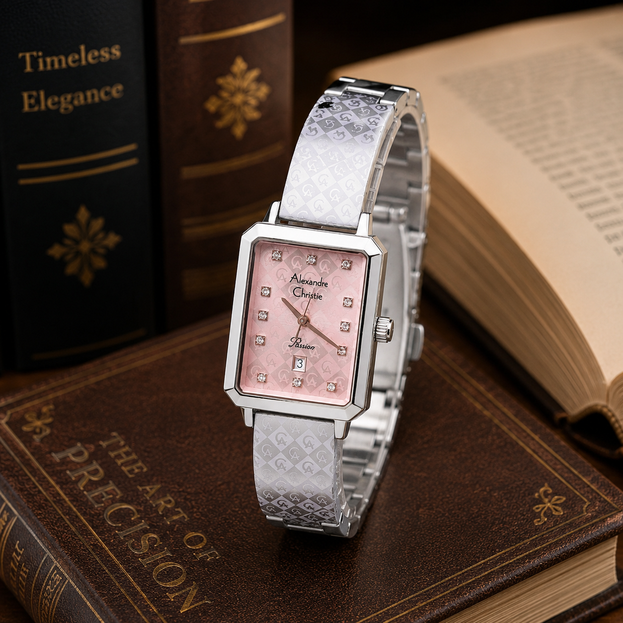 Alexandre Christie 2C24 Rantai Silver Dasar Pink