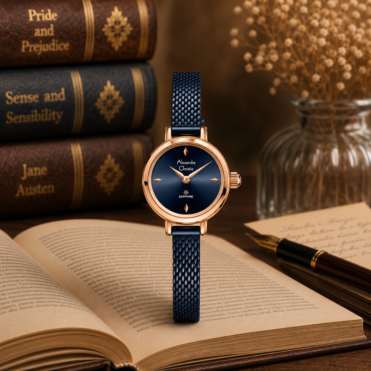 Alexandre Christie 2B35 Rantai Biru Ring Rosegold