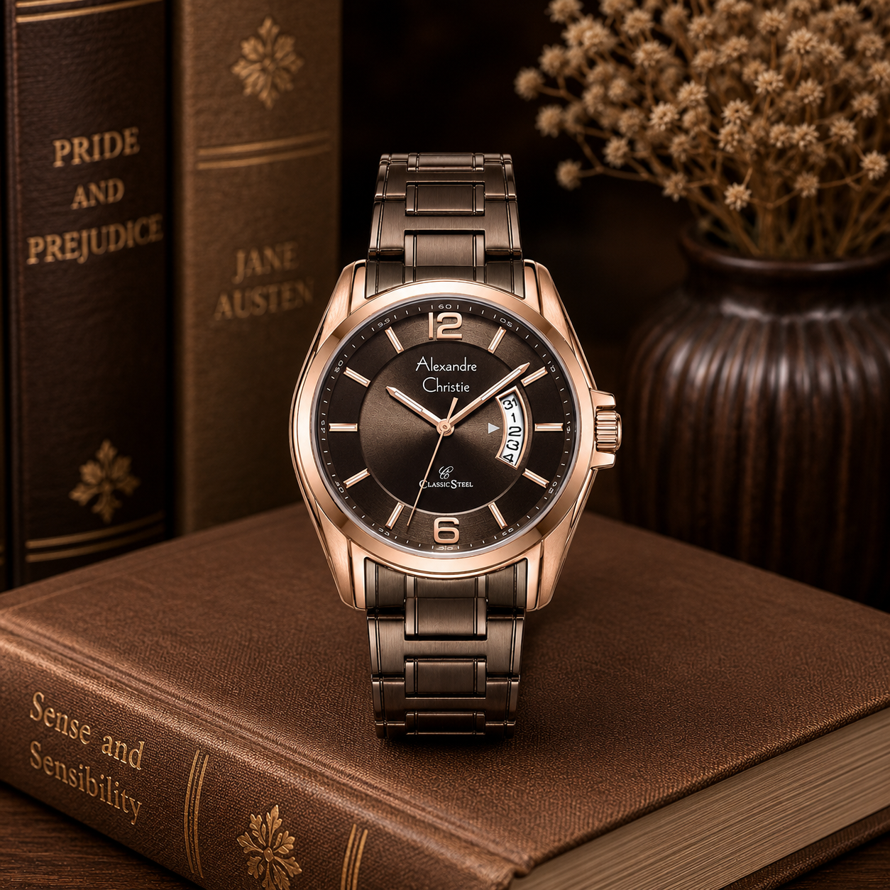 Alexandre Christie 8684MD Rantai Coklat Ring Rosegold