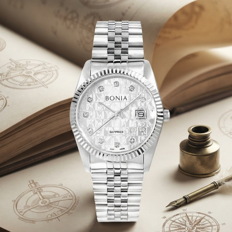 BONIA BNB10550-1316 Silver Sapphire Crystal Stainless Steel