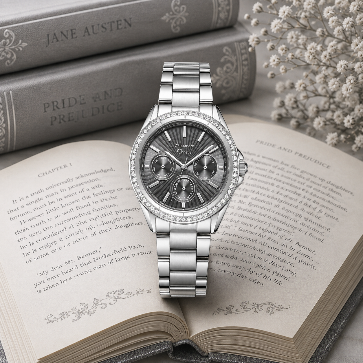 Alexandre Christie 2A52 Rantai Silver Dasar Abu