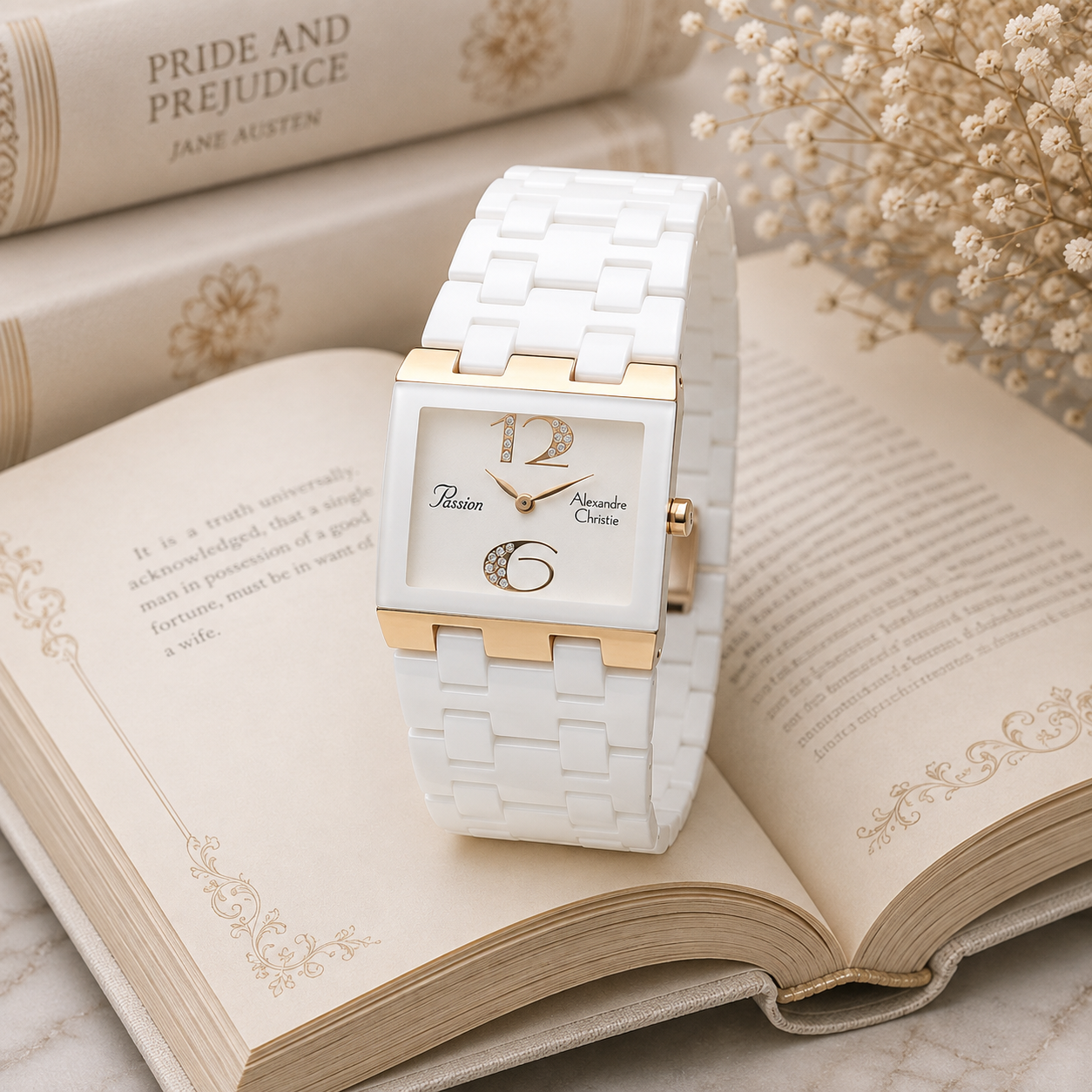 Alexandre Christie 2881 Rantai Putih Ring Rosegold