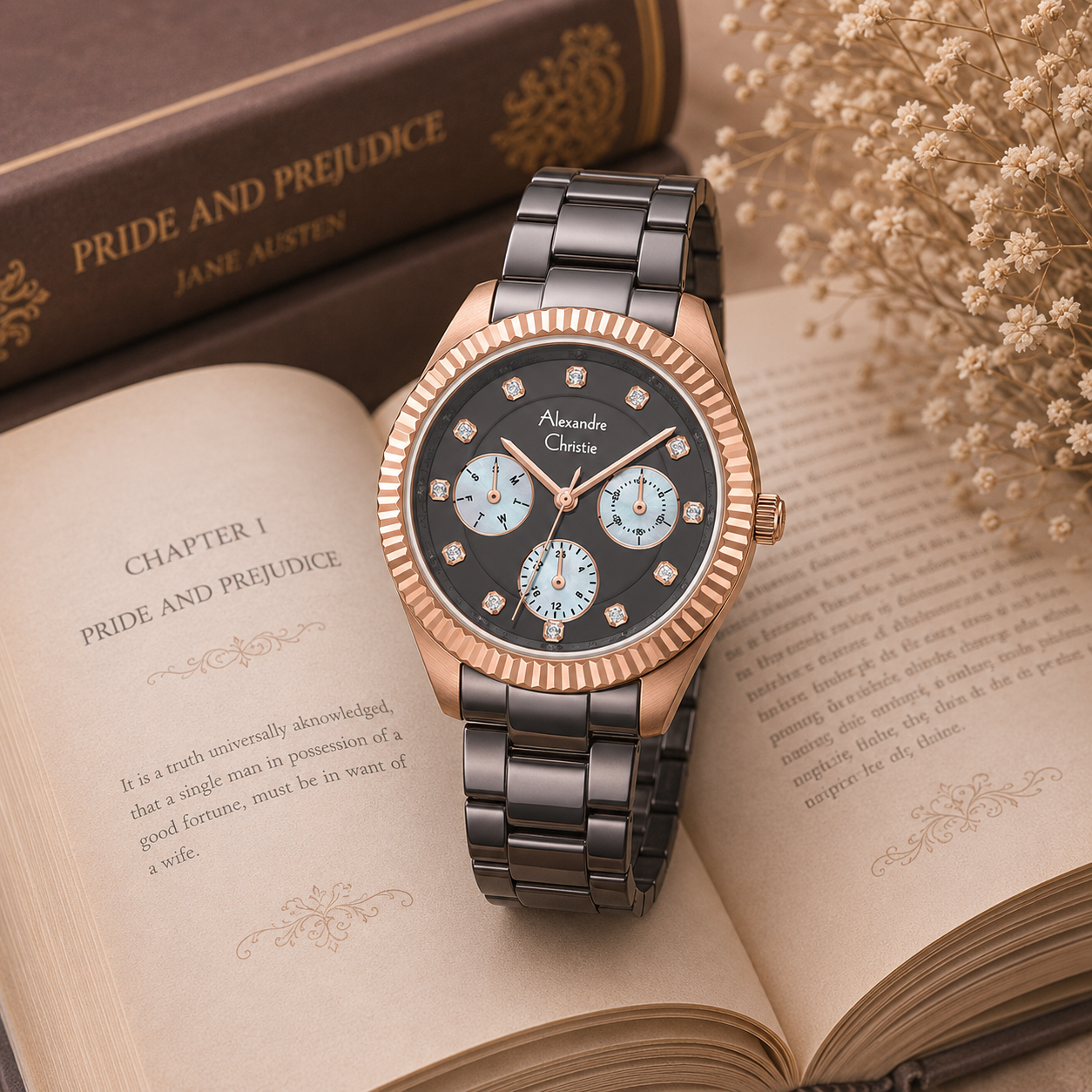 Alexandre Christie 2B19 Rantai Abu Ring Rosegold