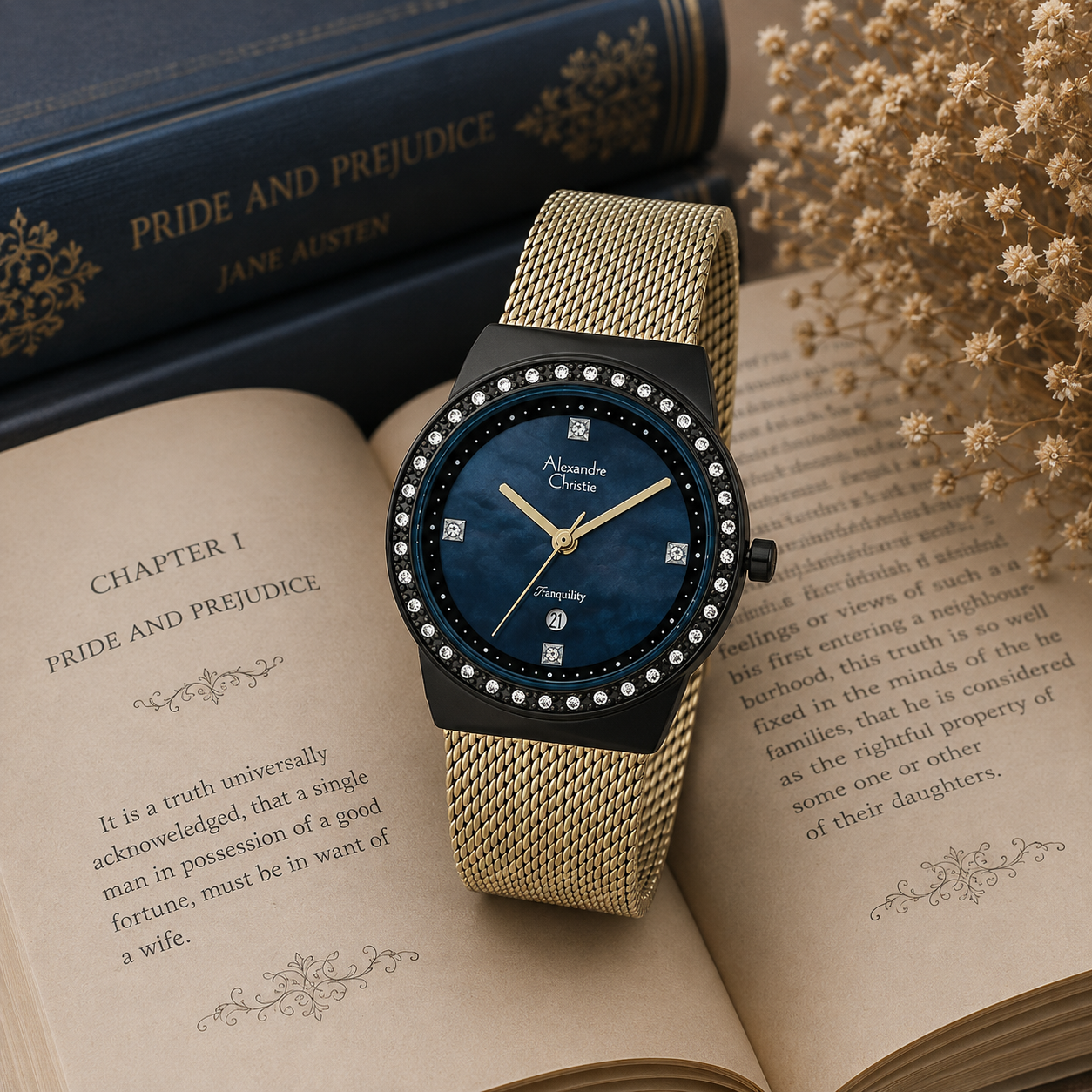 Alexandre Christie 2721 Rantai Gold Ring Hitam