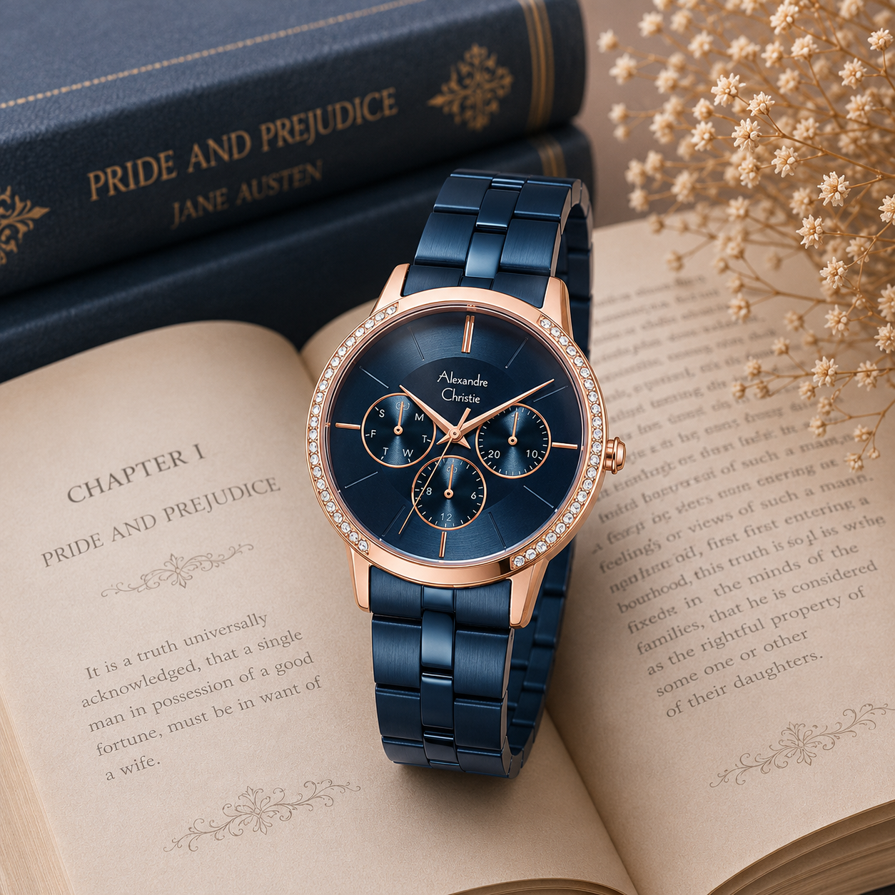 Alexandre Christie 2988 Rantai Biru Ring Rosegold