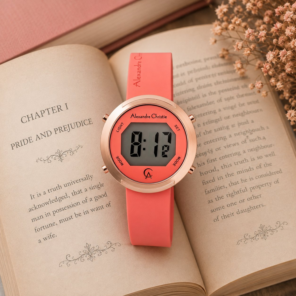 Alexandre Christie 9337 Karet Orange Ring Rosegold