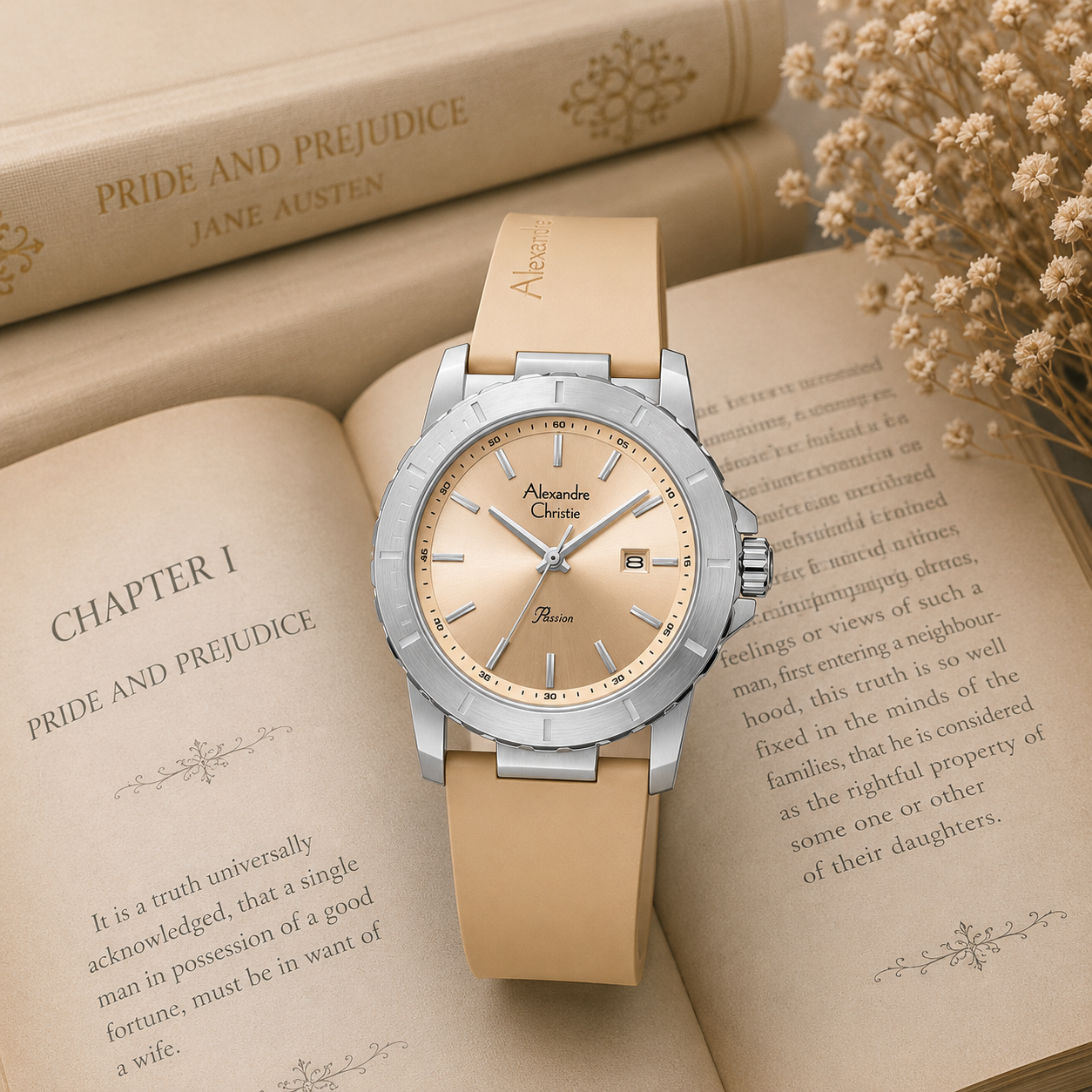 Alexandre Christie 6141 Karet Cream Ring Silver