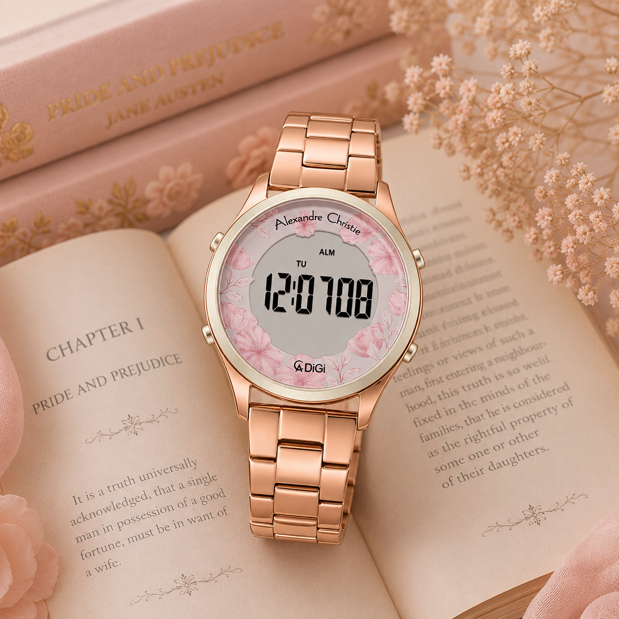 Alexandre Christie 9363 Rantai Rosegold Dasar Bunga