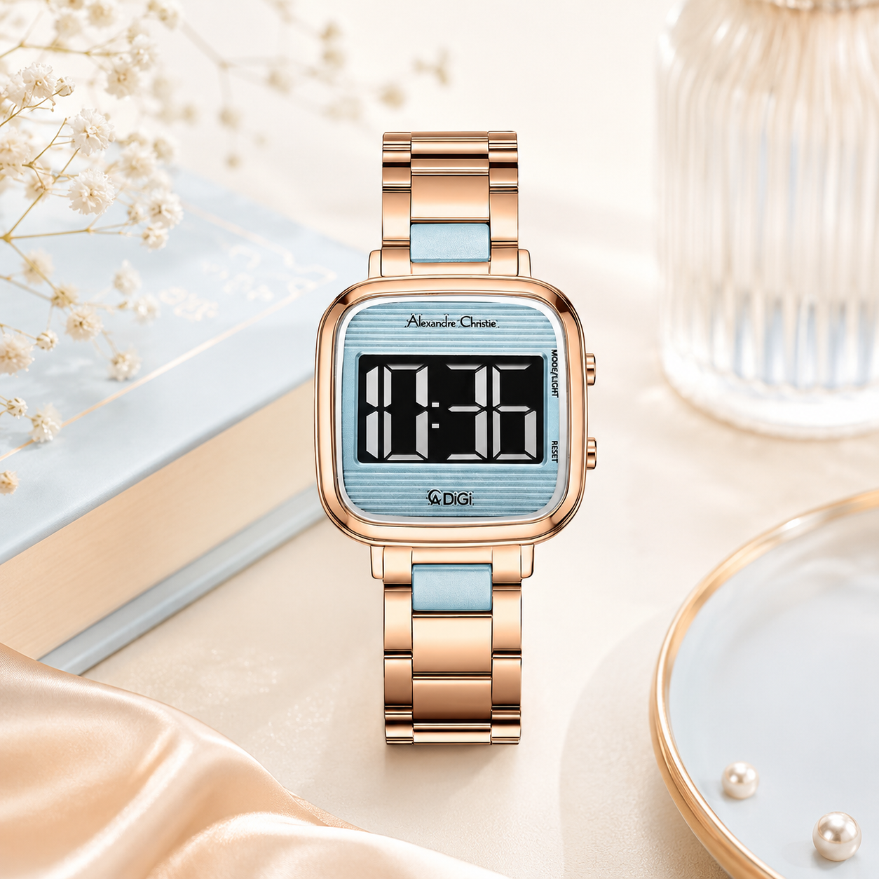 Alexandre Christie 9402 Rantai Rosegold Dasar Hijau
