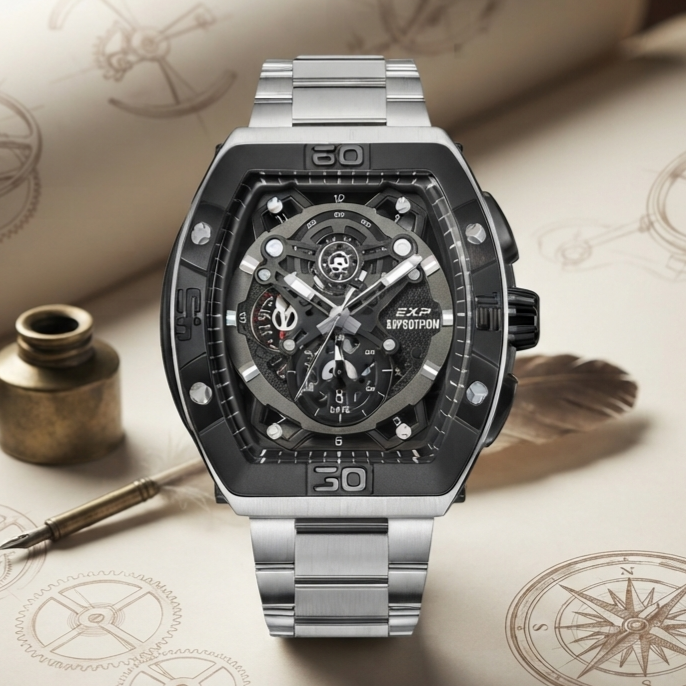 EXPEDITION E 6800 MC Chronograph Silver Ring Black Stainless Steel