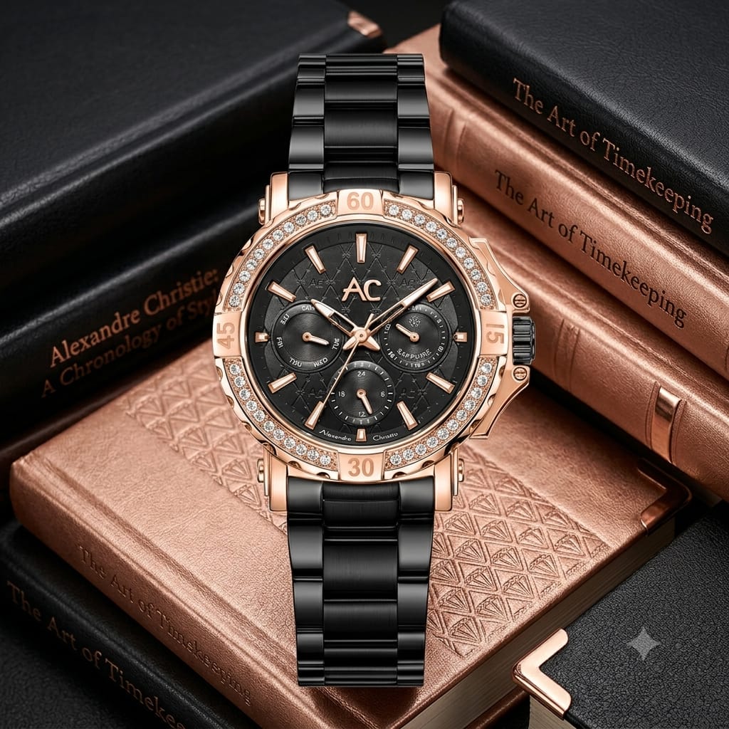 Alexandre Christie 9205 BF (AC Collection Rantai Ful Hitam Ring Rosegold)