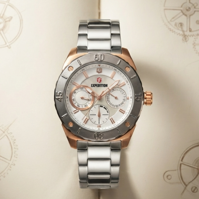 Expedition E 6759 M Chronograph Grey Rosegold Stainless Steel