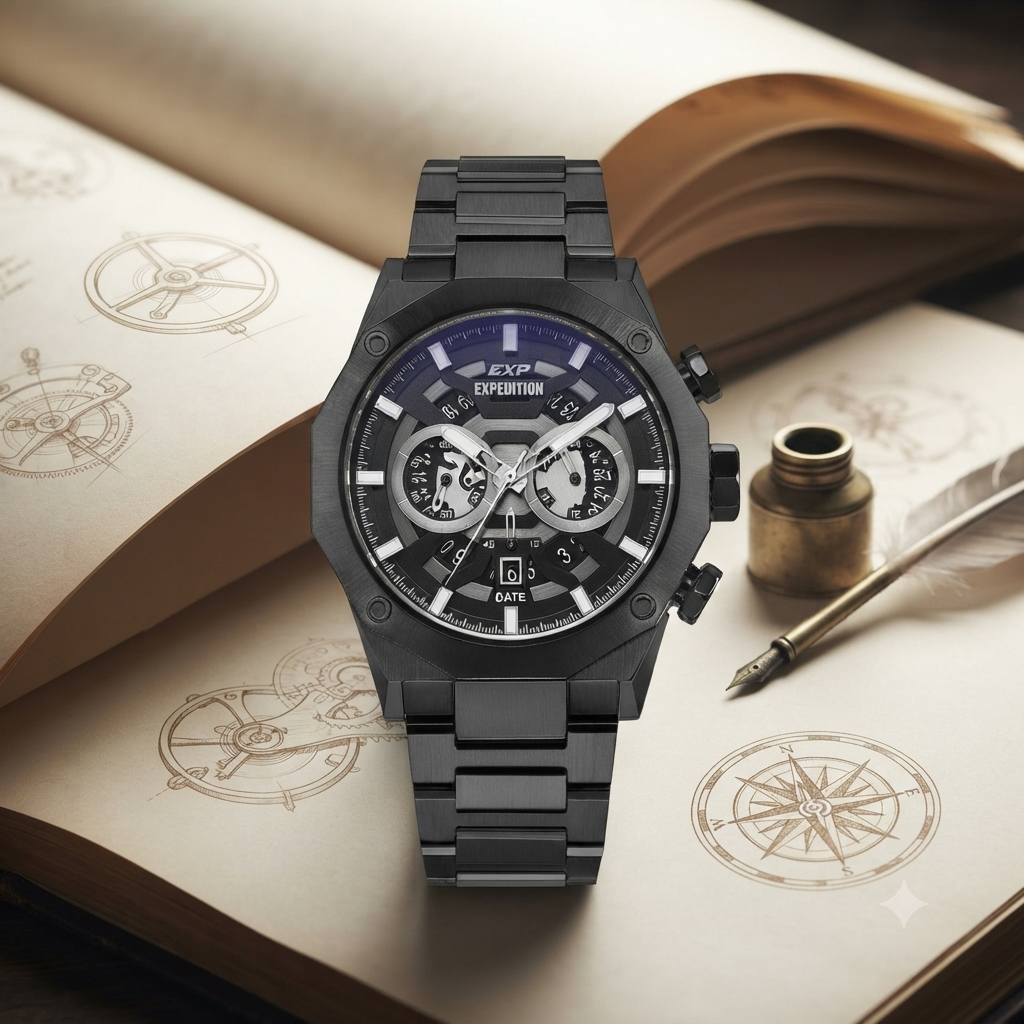 EXPEDITION E 6834 MC Black Chronograph Stainless Steel Strap