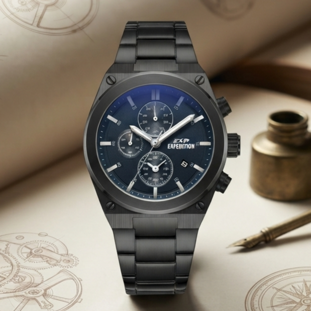 Expedition E 6850 M Black Dial Blue Stainless Steel