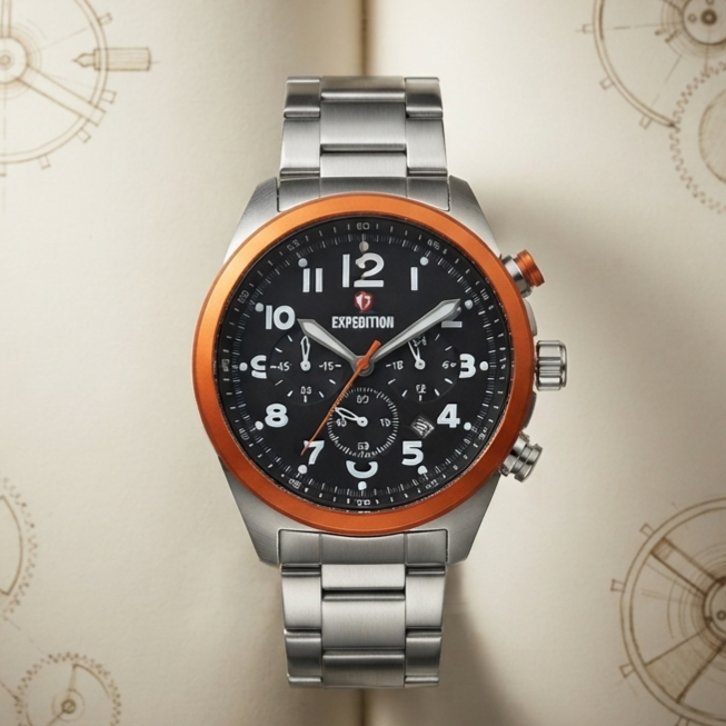 Expedition E 6653 M Silver Orange Stainless Steel