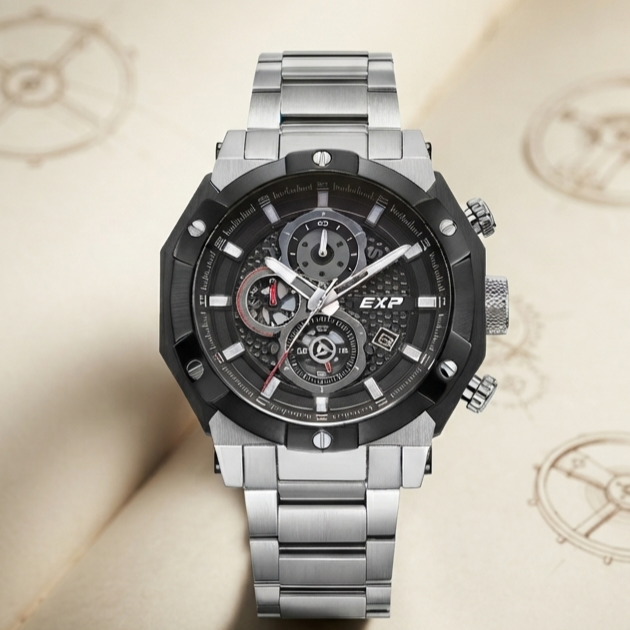 Expedition E 6385 M Black Silver Stainless Steel