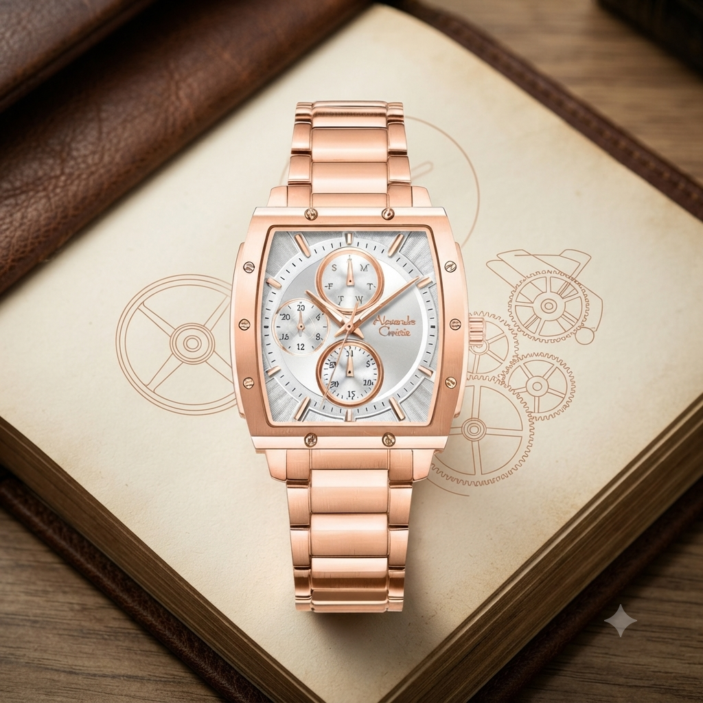 Alexandre Christie AC 6376BF Rantai Rosegold Dasar Putih