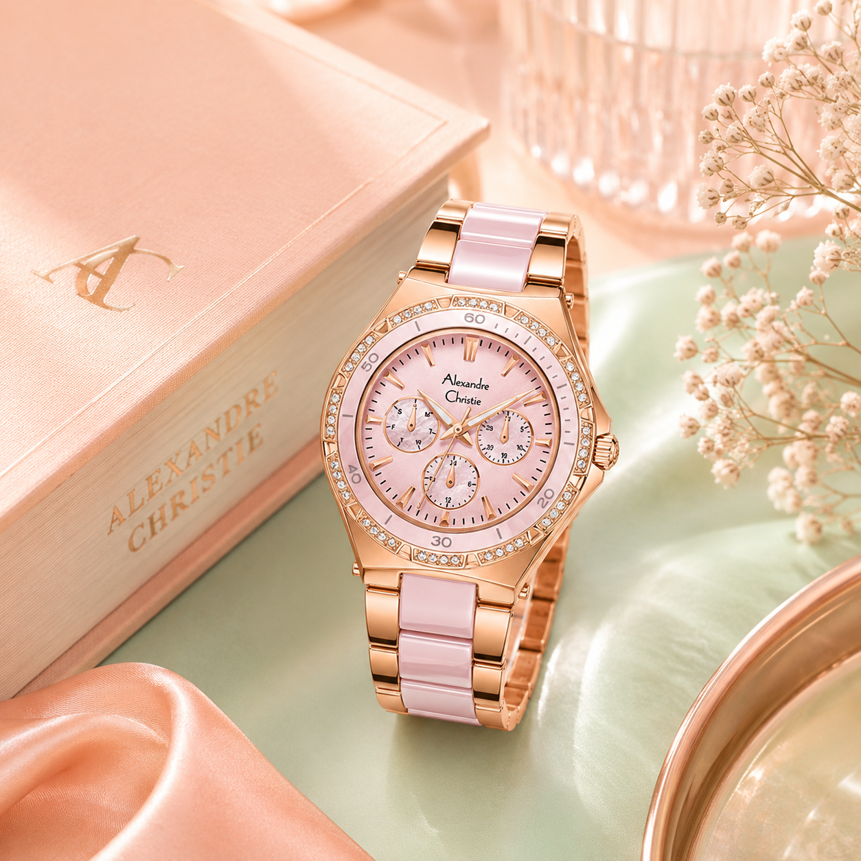 Alexandre Christie 2294 Rantai Rosegold Kombinasi Pink