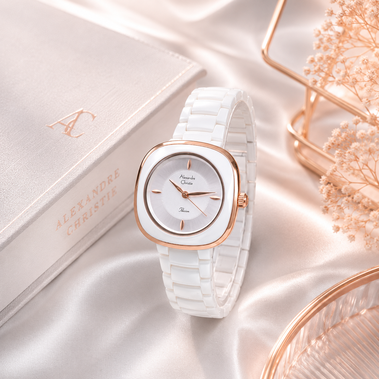 Alexandre Christie 2C11 Rantai Putih Ring Rosegold