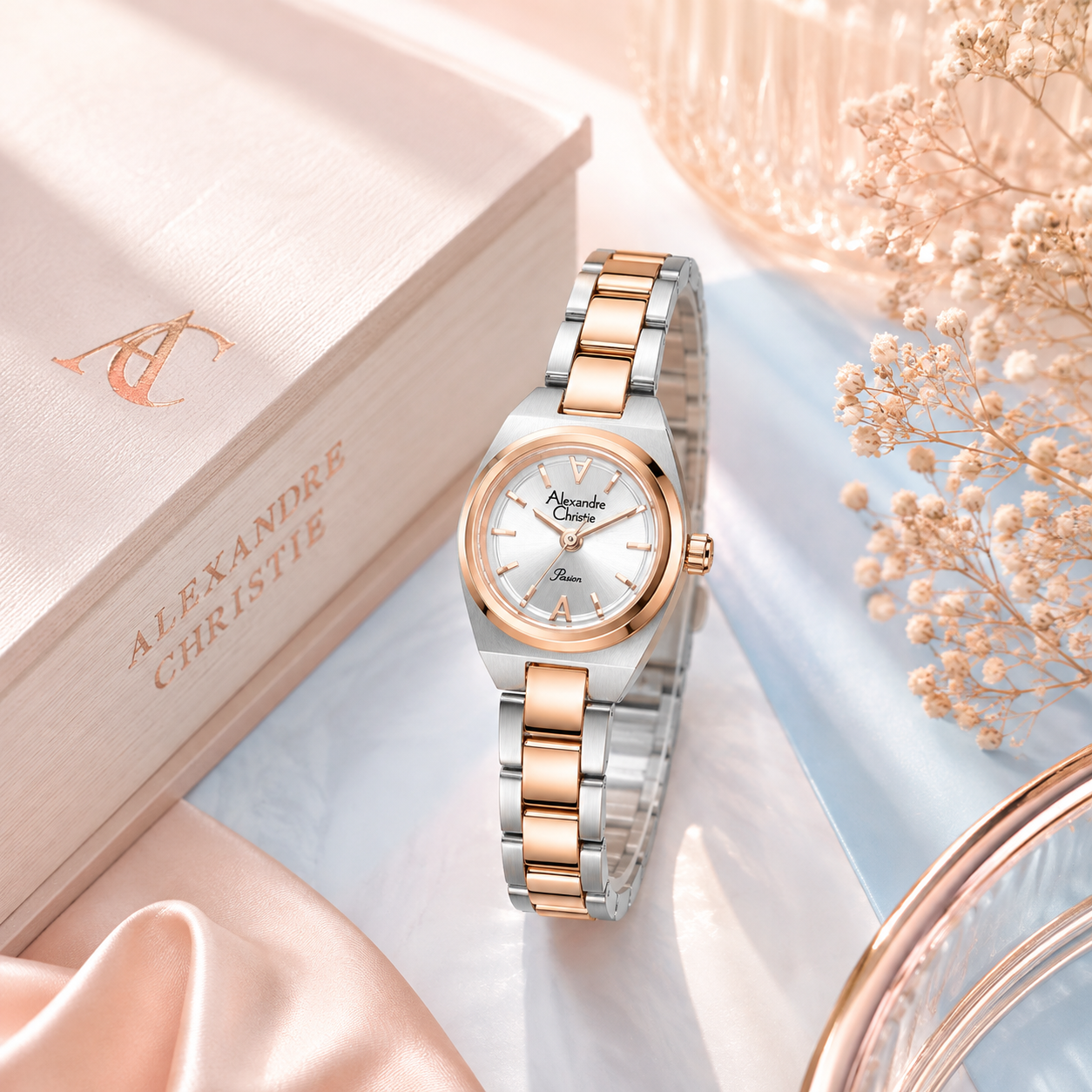 Alexandre Christie 2B67 Rantai Silver Kombinasi Rosegold