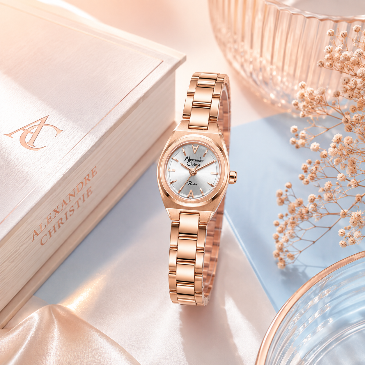 Alexandre Christie 2B67 Rantai Rosegold Dasar Putih