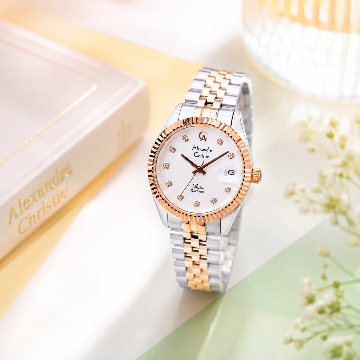 Alexandre Christie 5013 Rantai Roosegold Kombinasi Silver