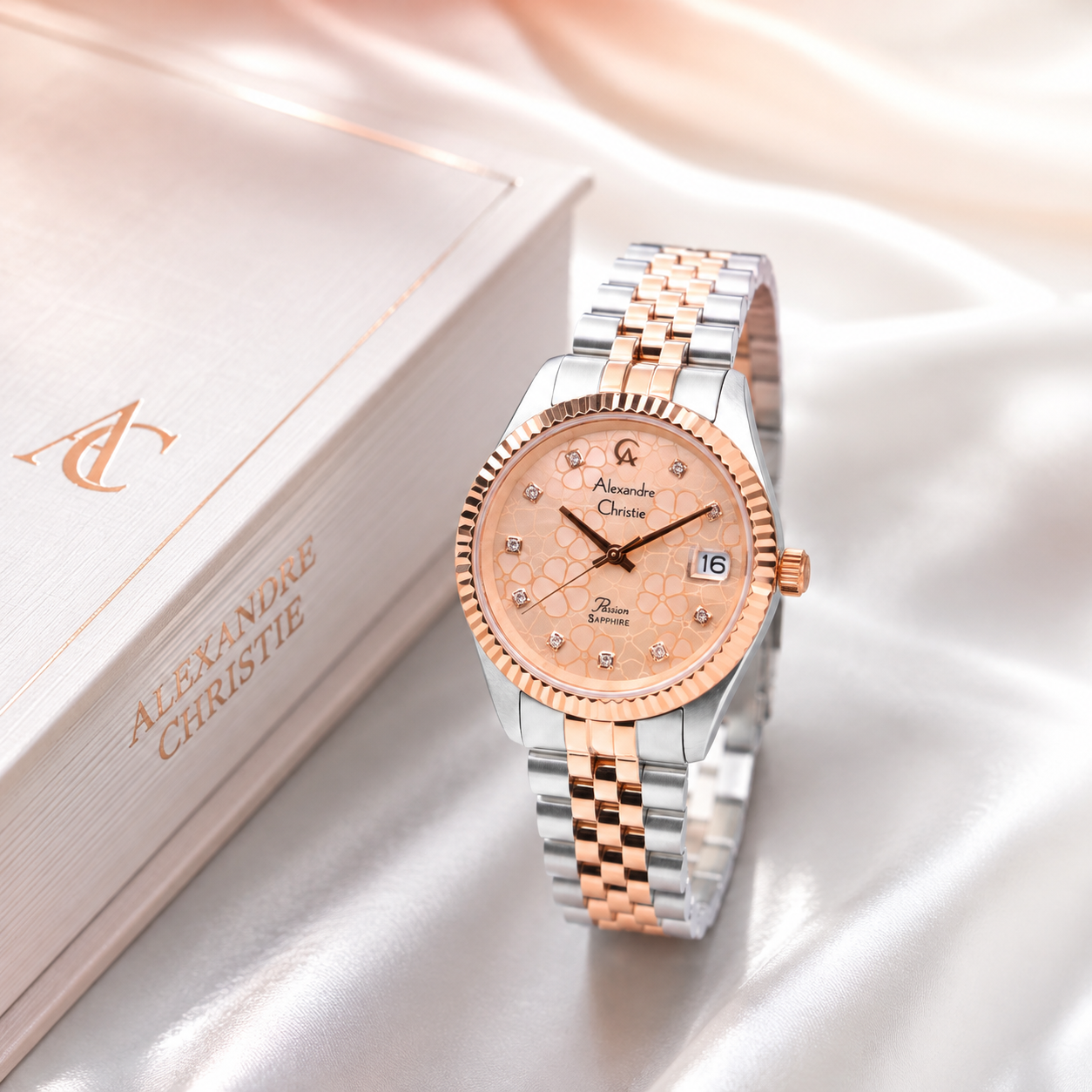 Alexandre Christie 5013 Rantai Rosegold Kombinasi Silver Dasar Rosegold