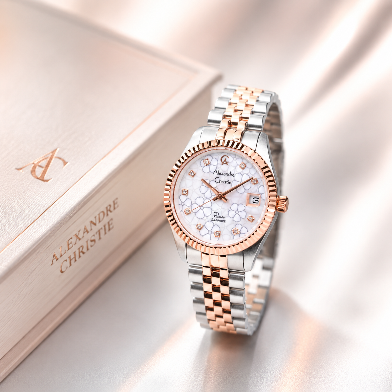 Alexandre Christie 5013 Rantai Rosegold Kombinasi Silver