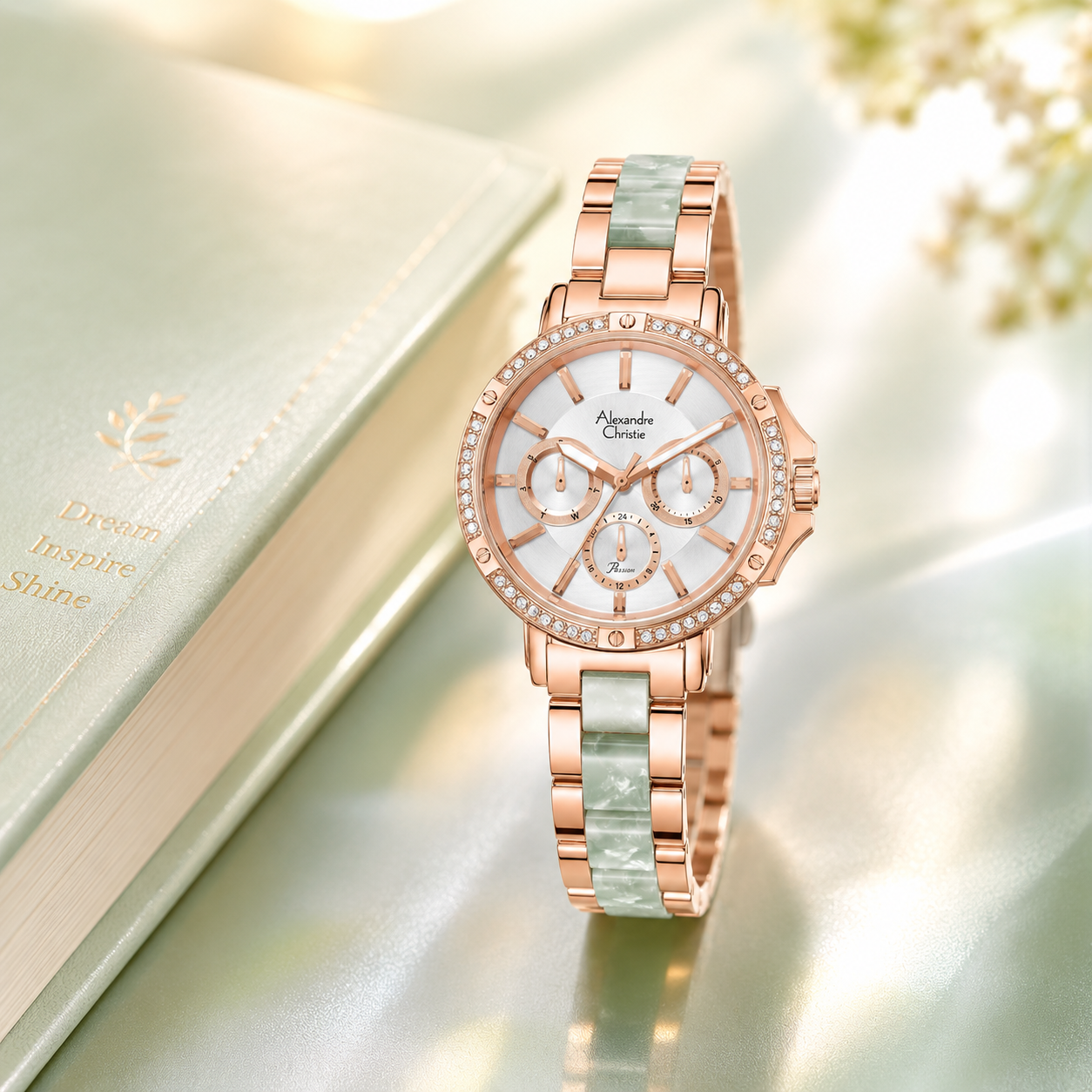 Alexandre Christie 2B78 Rmatai Rosegold Kombinasi Hijau