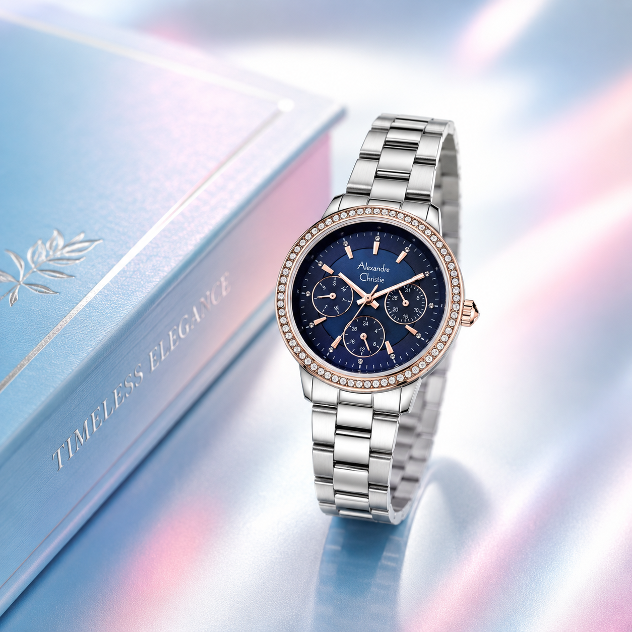 Alexandre Christie 2A53 Rantai Silver Dasar Biru