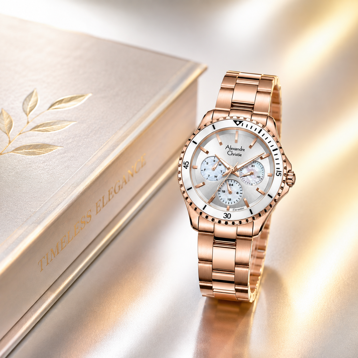 Alexandre Christie 2A54 Rantai Rosegold Dasar Silver