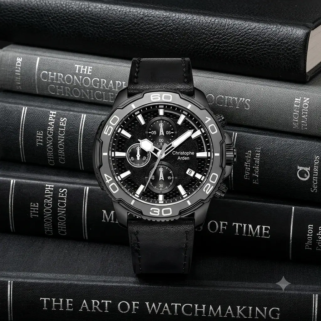Christophe Arden 3005 Kulit Full Black jarum Hitam
