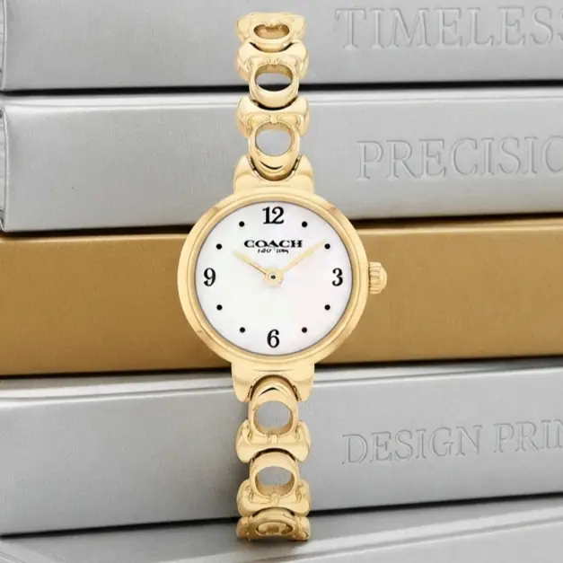 COACH IRIS 14504650 Gold Dial White Stainless Steel Strap