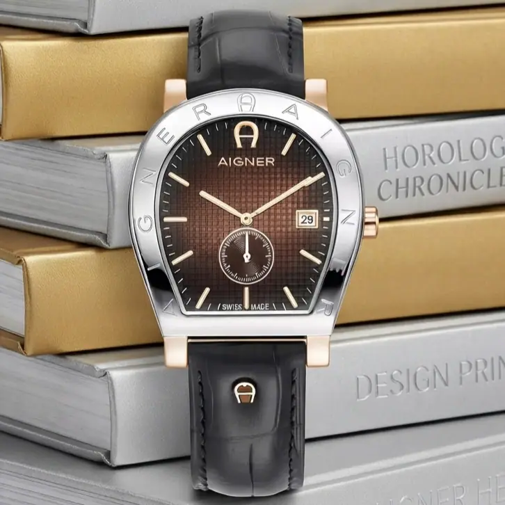 AIGNER DAIANO AGW.269003 Silver Combinasi Brown Leather Strap