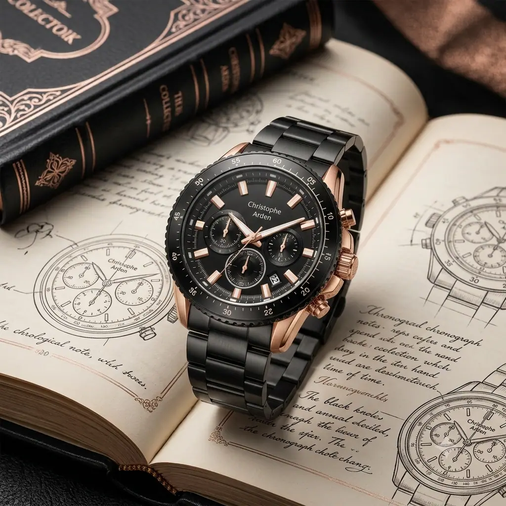 Christophe Arden 3006 MC hitam Ring Rosegold Dasar Hitam 
