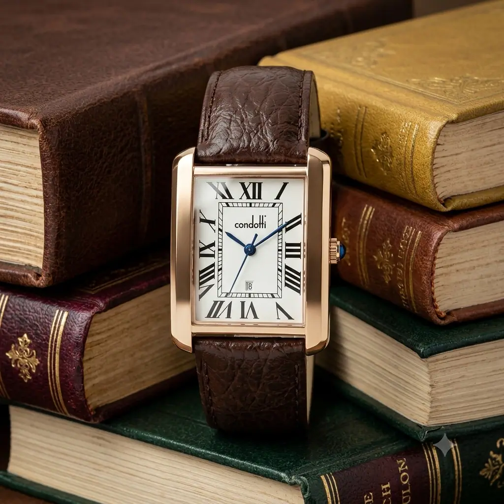 Condotti Raffinato cn7154-rg01-l05 Kulit Coklat Ring Rosegold Dasar Putih