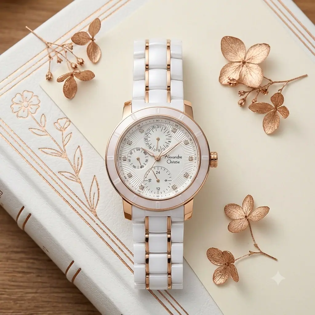 Alexandre Christie 6292 Rantai Putih Ring Rosegold