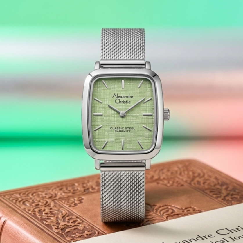 Alexandre Christie 8699 Rantai Silver Dasar Hijau