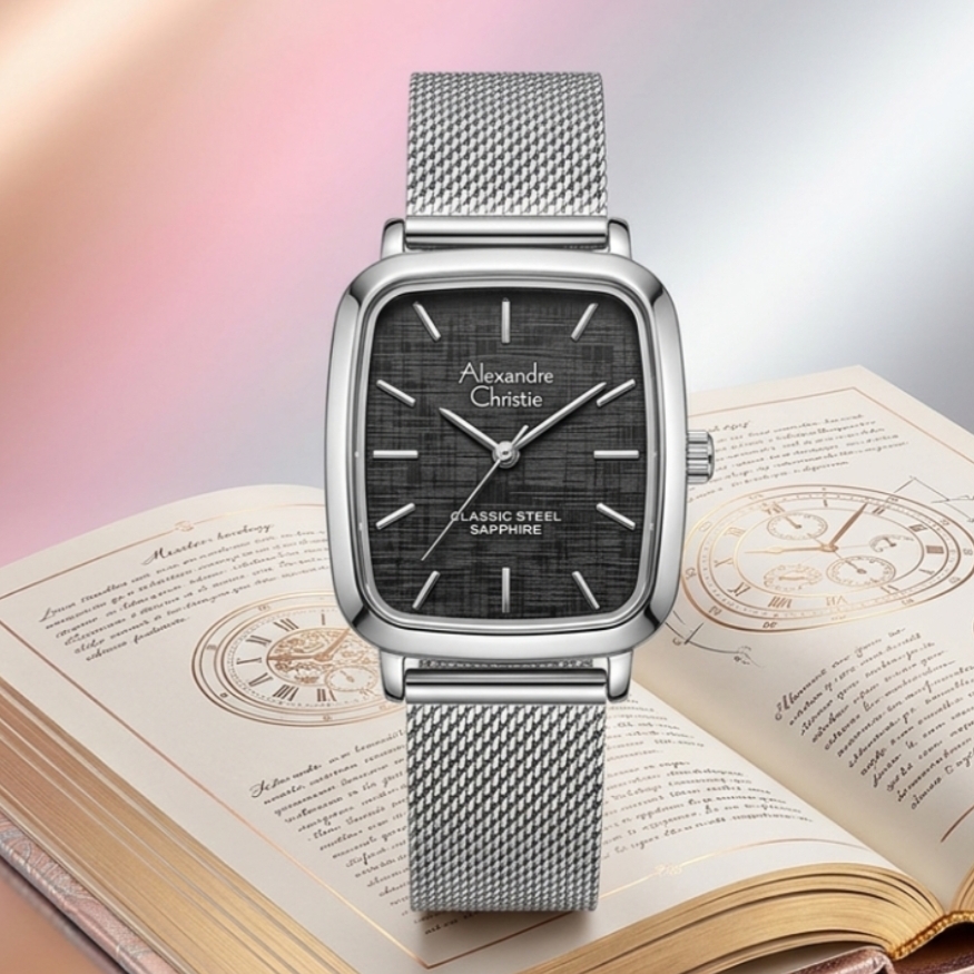Alexandre Christie 8699 Rantai Silver Dasar Hitam