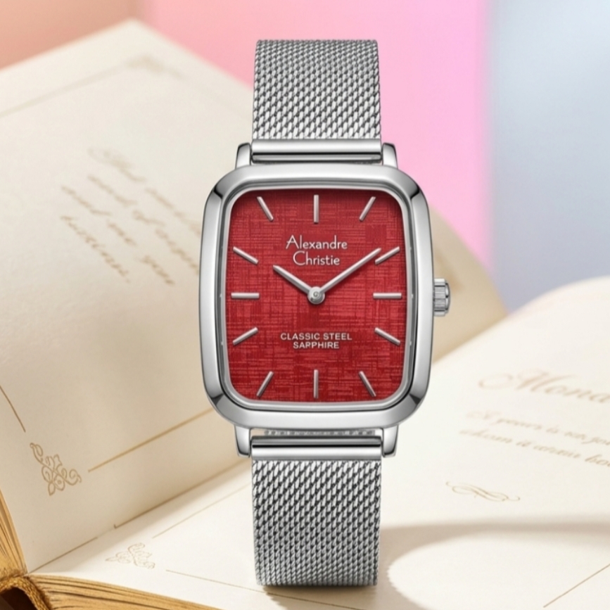 Alexandre Christie 8699 Rantai Silver Dasar Merah