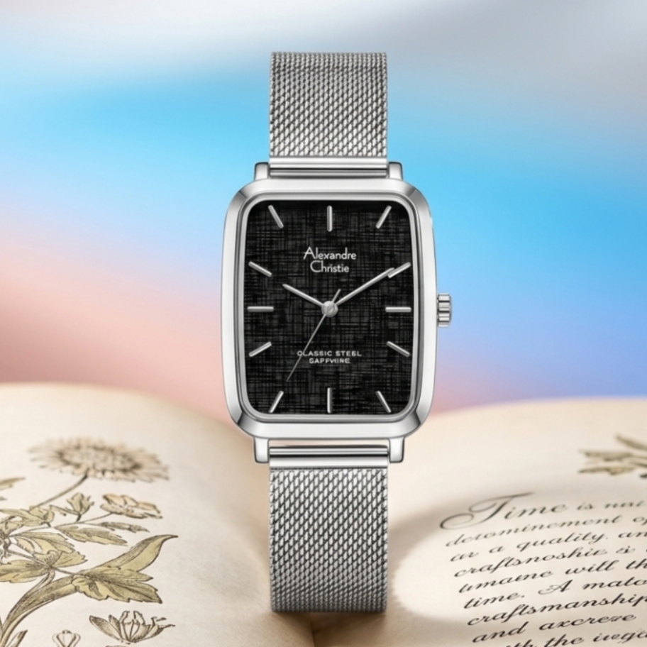 Alexandre Christie 8699 Rantai Silver Dasar Hitam